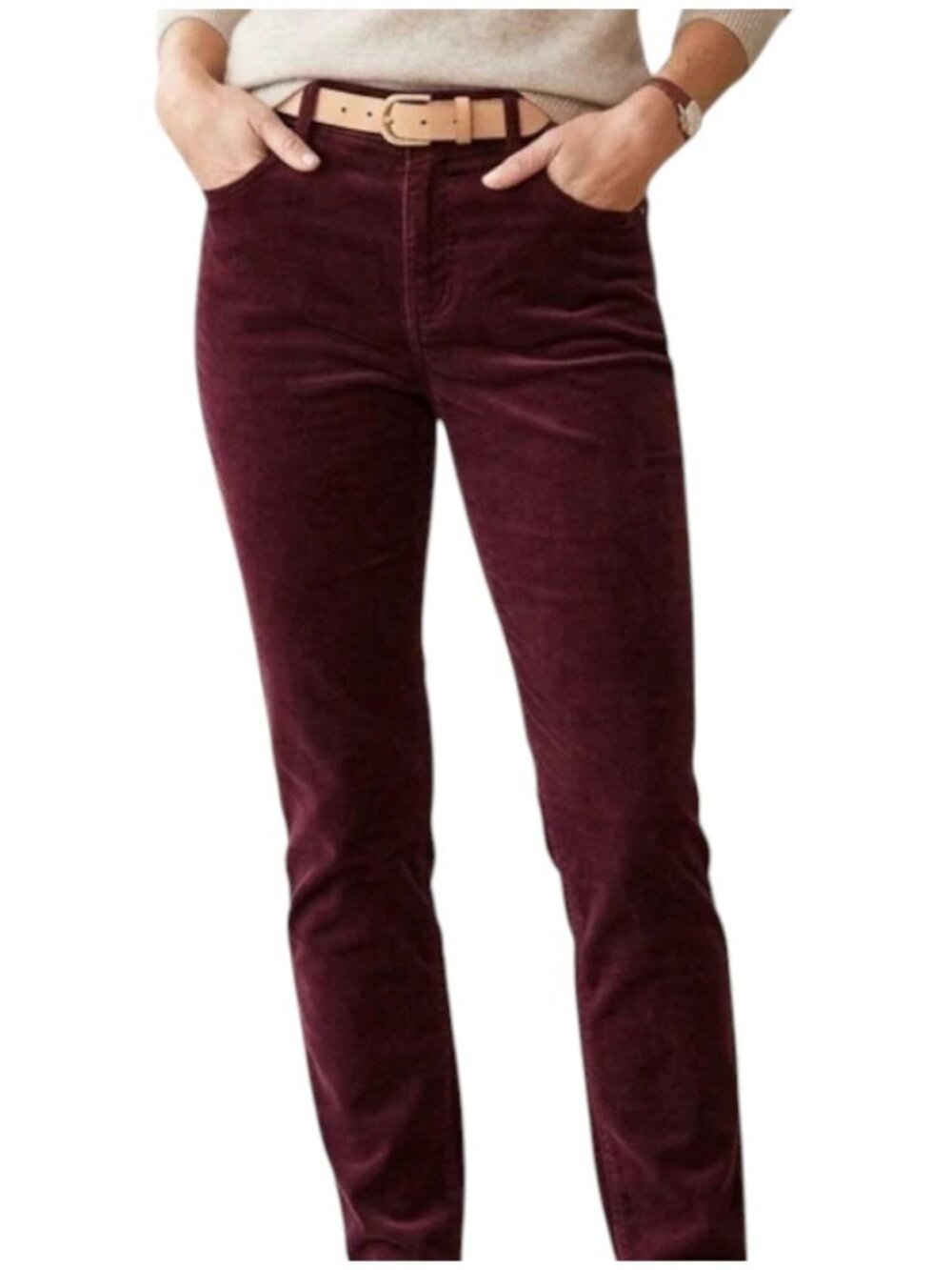 CABI 4509 THE SKINNY Vineyard Dark Maroon BRUSHED CORDUROY VELVET Jeans/Pants 4